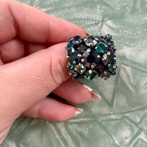 Konplott by Miranda Ko Rhinestone Blue Crystal Adjustable Silver Ring